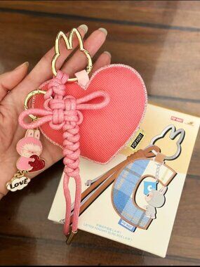 100% Authentic Labubu 4.0 Peace for Love Heart Charm | Rare Collectible Keychain